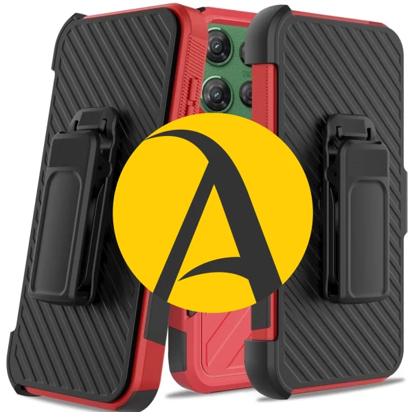 Noble lined shockproof dual layer hybrid with Holster - Red/Black  MOTO G POWER 5G 2025
