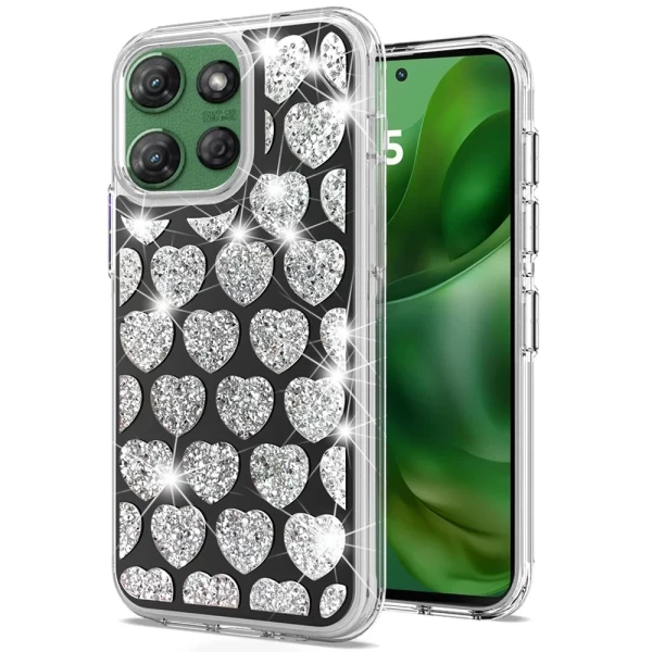 Bling Diamond Hybrid Case - BLACK/ LOVE (H)  MOTO G POWER 5G 2025