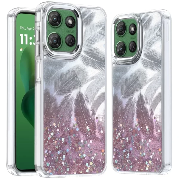 Epoxy Glitter Shimmer Hybrid Case - LIGHT PINK  MOTO G POWER 5G 2025