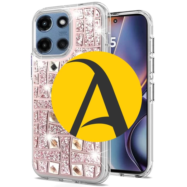 Bling Diamond Hybrid Case - ROSE PINK (L)  MOTO G 5G 2025