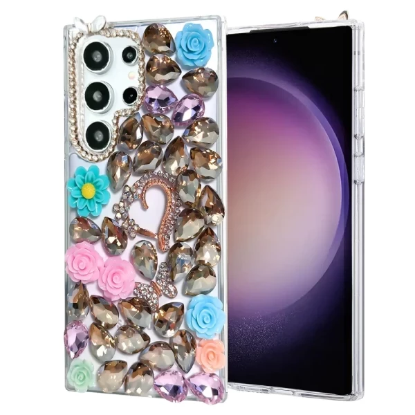 LUXOTIK FLORAL HEART - PINK TEAL (C10)  GALAXY S25 ULTRA