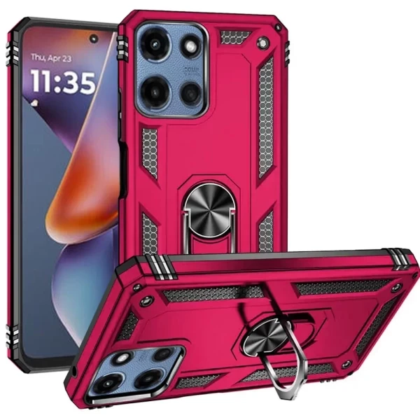 Hybrid Armor With Ring Stand Case - HOT PINK  MOTO G 5G 2025