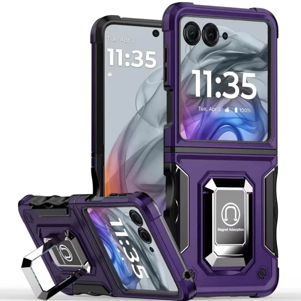 OPTIMUM Magnetic Ring Stand Hybrid Case - DARK PURPLE MOTO RAZR 2024