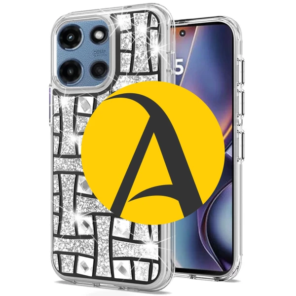 Bling Diamond Hybrid Case - BLACK SILVER (K)  MOTO G 5G 2025