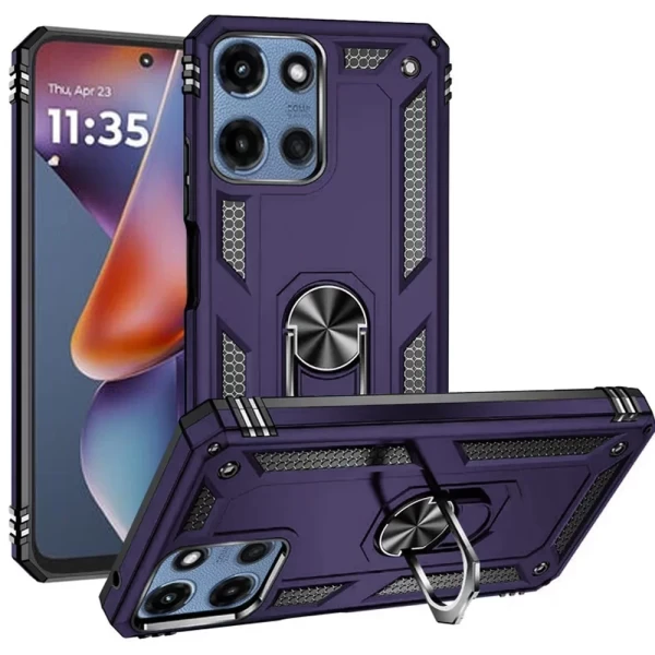 Hybrid Armor With Ring Stand Case - DARK PURPLE  MOTO G 5G 2025