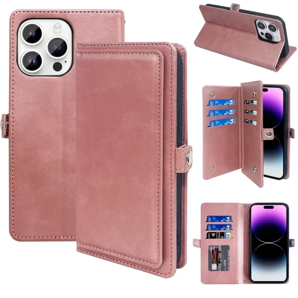 EXO MULTI LAYER 9 SLOT CC WALLET - ROSE GOLD (5)  IPHONE 15 PRO MAX