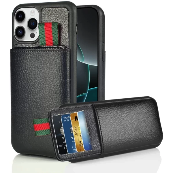 SUAVE LEATHER CC - BLACK  IPHONE 16 PRO