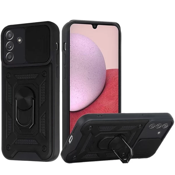 Hybrid ARMOR WITH RING STAND CASE WITH CAM SLIDE - BLACK  GALAXY A14 5G