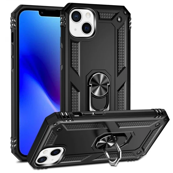 Hybrid Armor With Ring Stand Case - BLACK