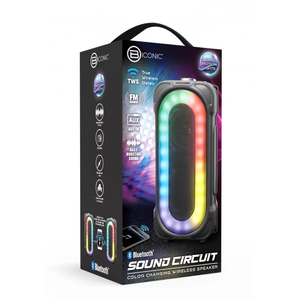 (BY) Biconic SOUND CIRCUIT Color changing Bluetooth Speaker (BC-AU-BS-228-BK) - BLACK ALL MODEL