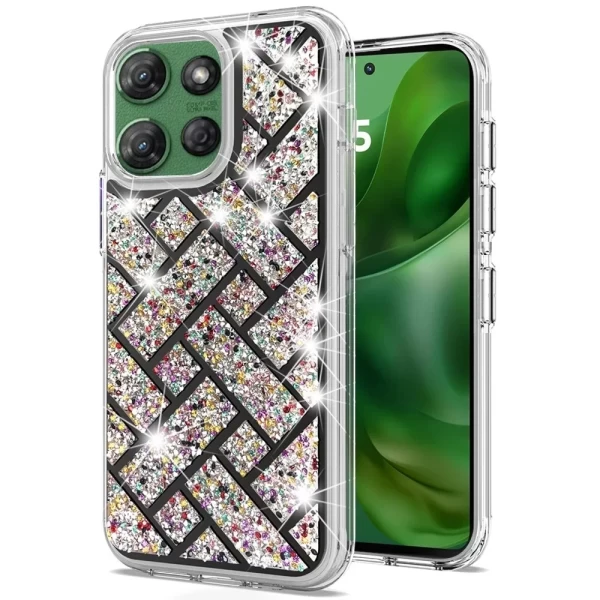 Bling Diamond Hybrid Case - MULTI COLOR/ BLACK (A)  MOTO G POWER 5G 2025