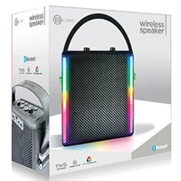 (BY) BICONIC WIRELESS MINI Speaker with LED & FM (BC-AU-BS-261-BK) - BLACK  ALL MODEL