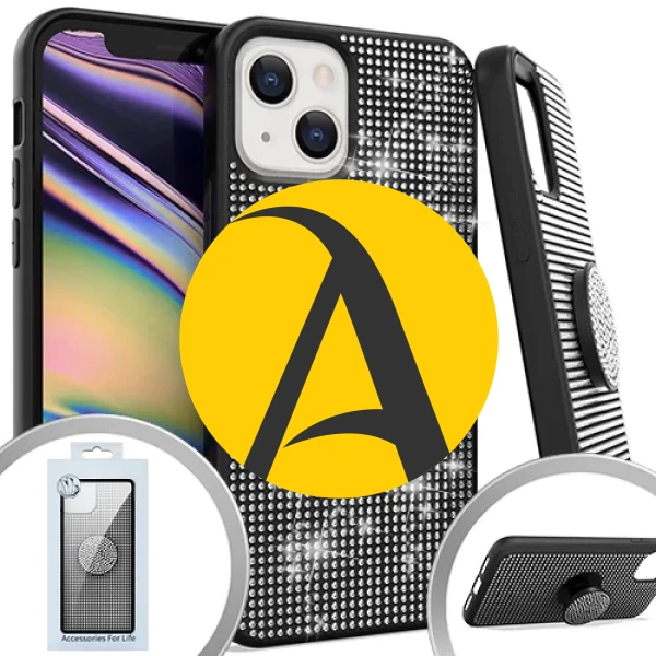 ONYX Diamond With popsocket Stand - BLACK IPHONE 13 MINI