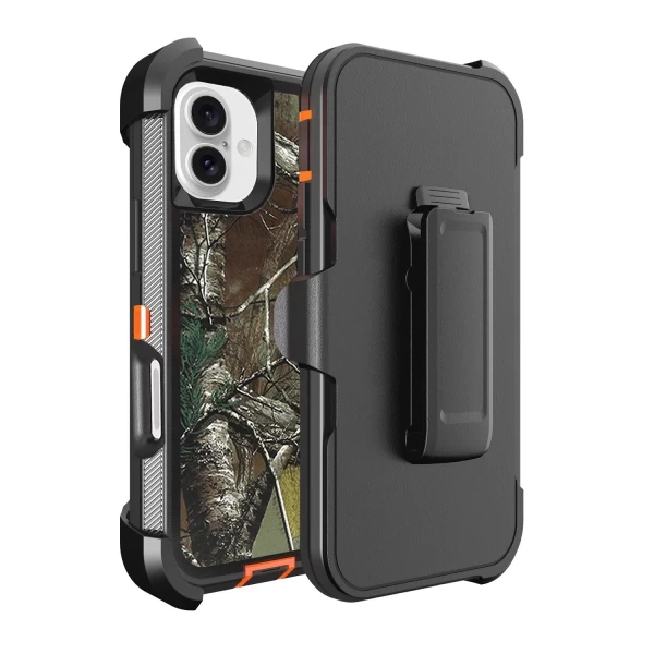 Heavy Duty Case With Clip - ORANGE CAMO