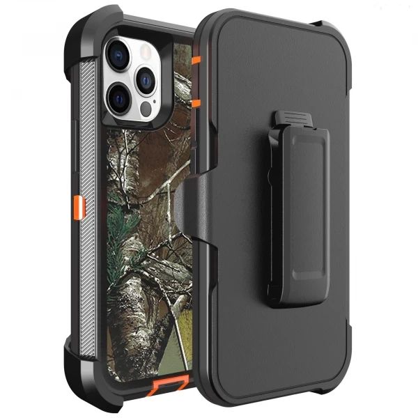 Heavy Duty Case With Clip - ORANGE CAMO