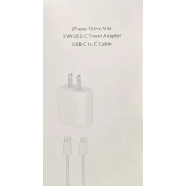 (IV) 35 WATT USB-C POWER ADAPTER & USB-C TO USB-C CABLE COMBO (NO LOGO) - WHITE  ALL MODEL