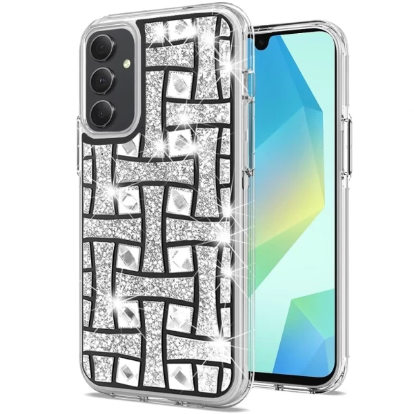 Bling Diamond Hybrid Case - BLACK SILVER (K)  GALAXY A16 5G